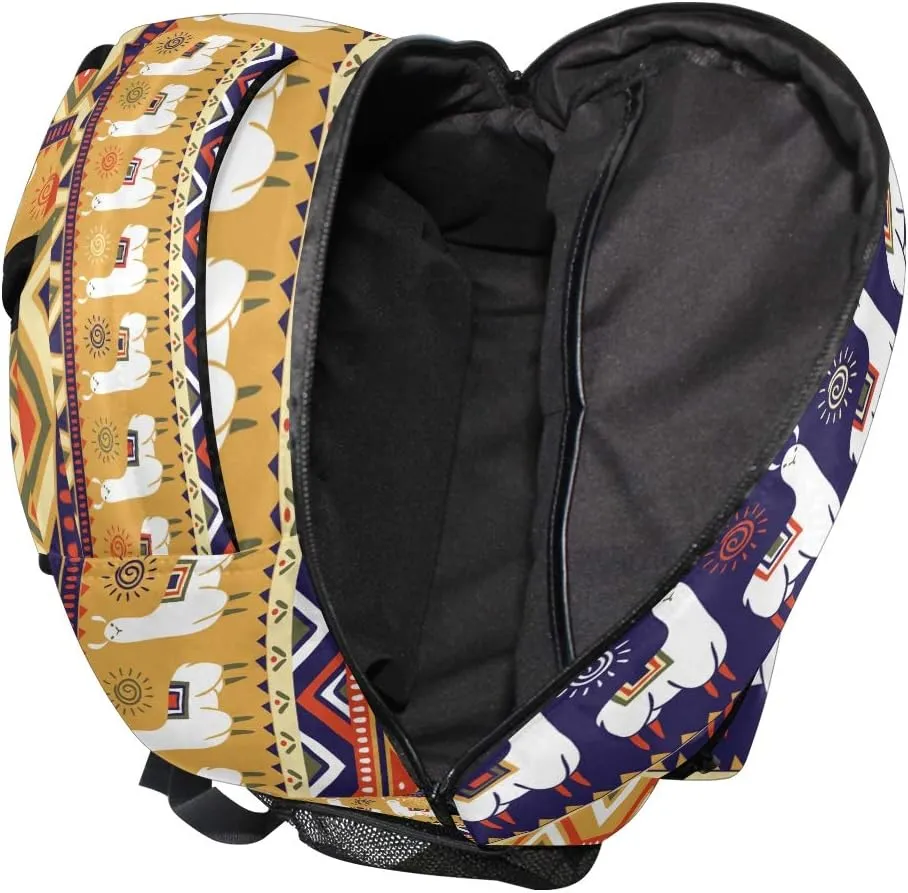 Backpack Animal Lama Boho Geometric School Shoulder Bag Large Waterproof Durable Bookbag Laptop Daypack for Students Kids Teens Girls Boys Elementary