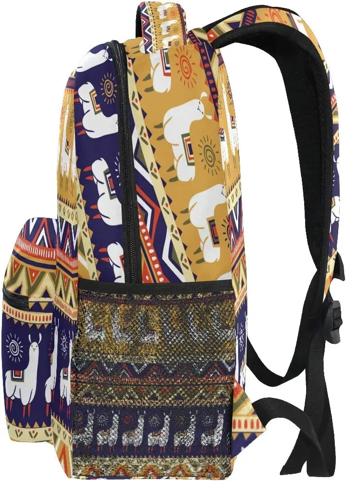 Backpack Animal Lama Boho Geometric School Shoulder Bag Large Waterproof Durable Bookbag Laptop Daypack for Students Kids Teens Girls Boys Elementary