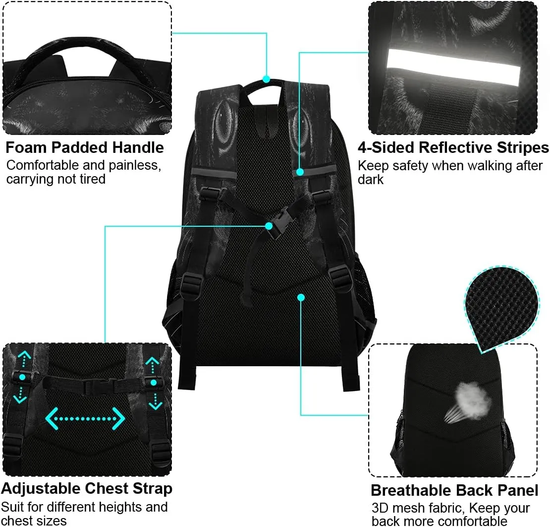 Backpack Bookbag Black Cat School Bag Travel Bag for Girls Boys Teen
