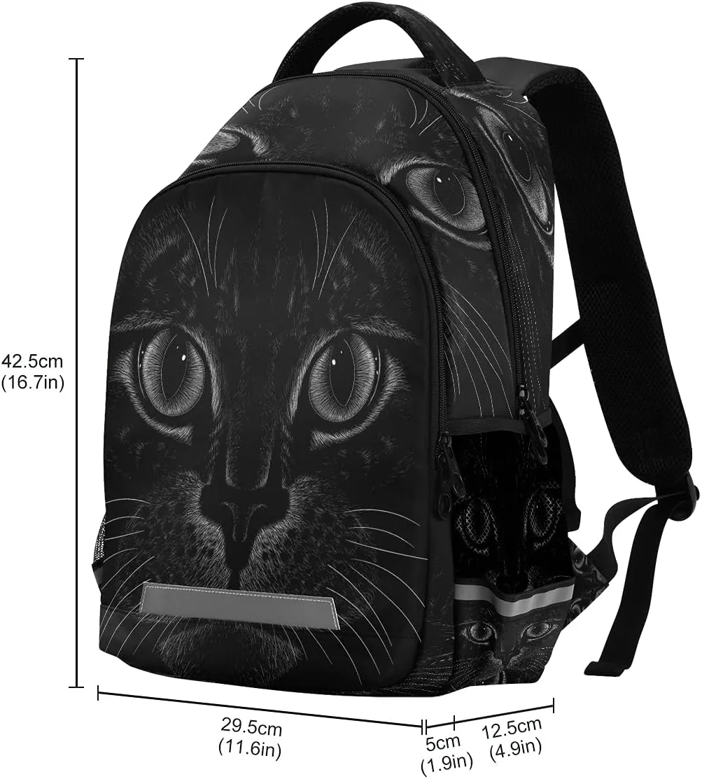 Backpack Bookbag Black Cat School Bag Travel Bag for Girls Boys Teen