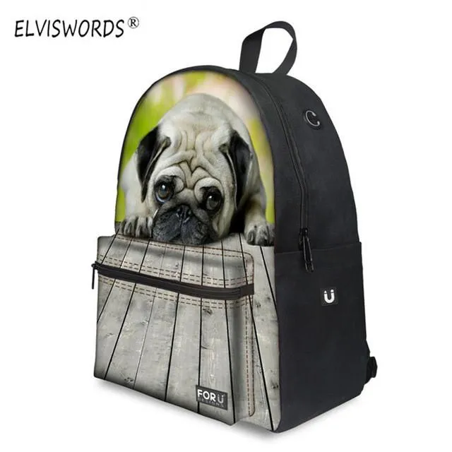 Backpack Dog Plug Print 3d - Middle School Bag
