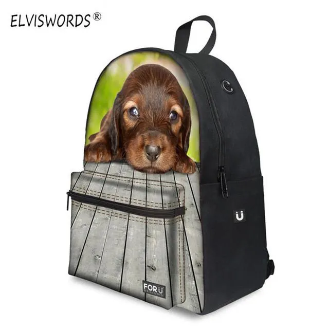 Backpack Dog Plug Print 3d - Middle School Bag
