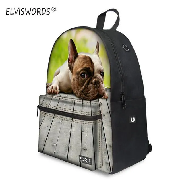 Backpack Dog Plug Print 3d - Middle School Bag