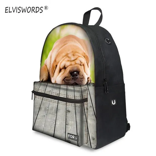 Backpack Dog Plug Print 3d - Middle School Bag
