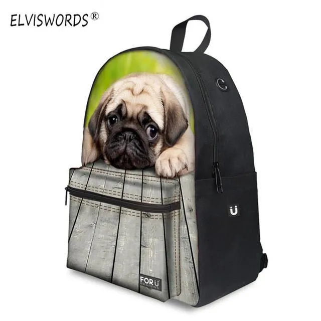 Backpack Dog Plug Print 3d - Middle School Bag