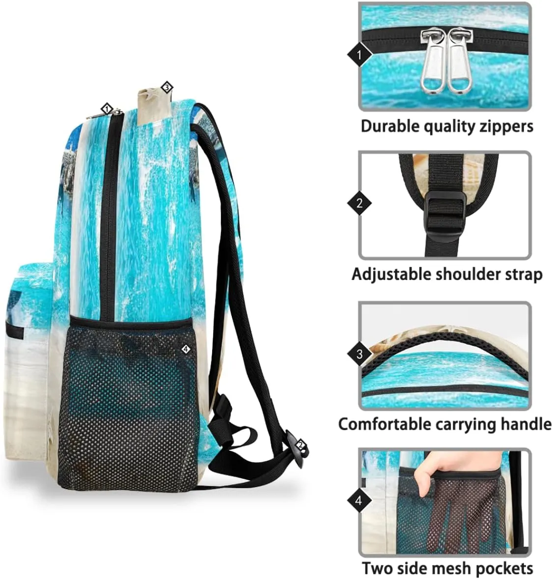 Backpack for Boys Girls Beach Dolphins Animal Lightweight School Backpack Bookbags Elementary Toddler School Bags 14 inch Laptop Backpacks Casual Daypack