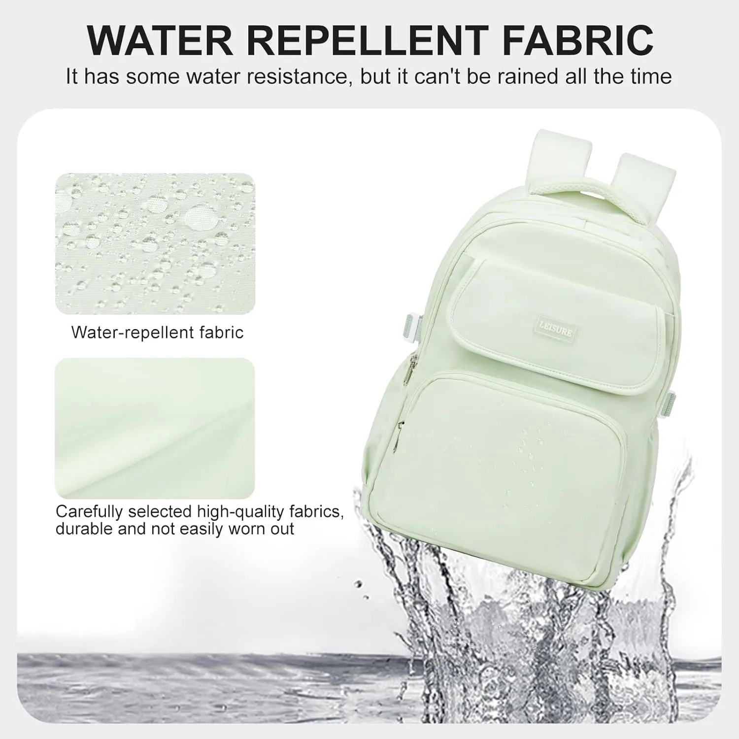 Backpack For College Students Women Men,Cute High School Bag,Lightweight Bookbag Casual Daypack Travel Backpacks,Aesthetic School Backpack For Teens Boys Girls(Mint Green)