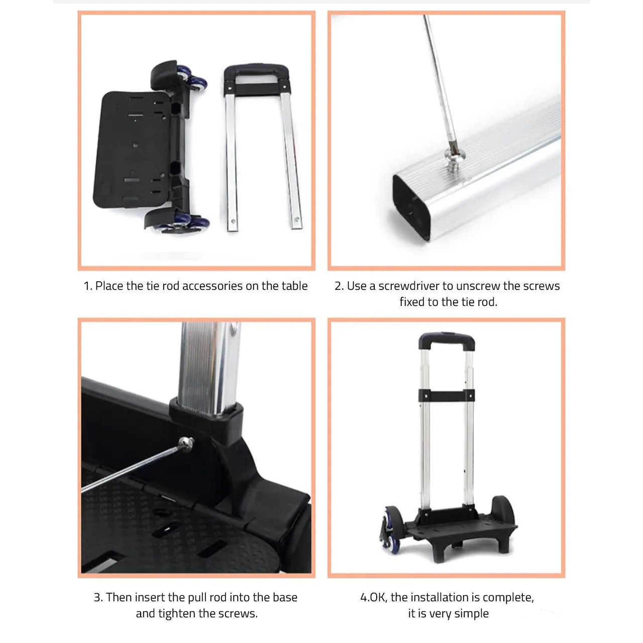 Backpack Trolley -  School Bag Trolley For Kids, Adults Foldable Rolling Luggage Cart