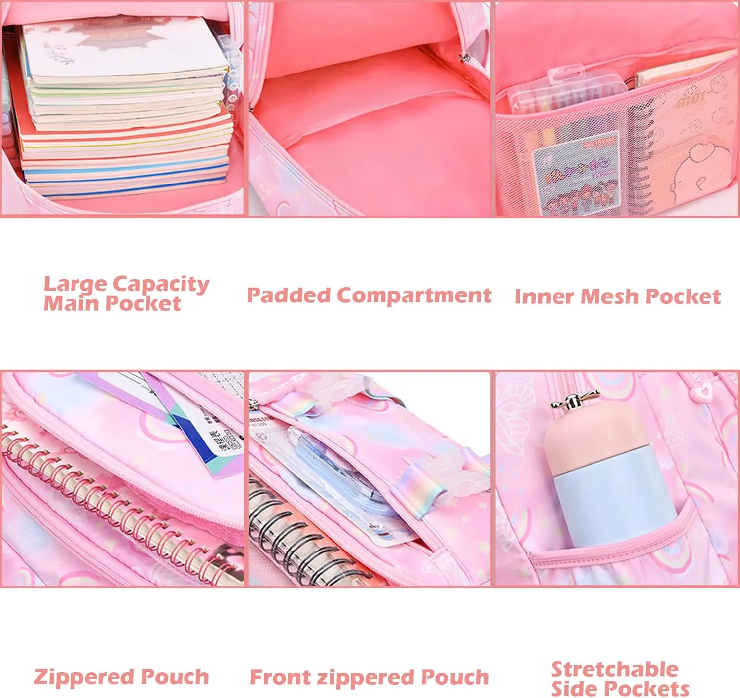Backpacks for Girls Backpack for School Cute Kawaii Backpack Kids Book Bag School Bag for Elementary Primary Students, Pink