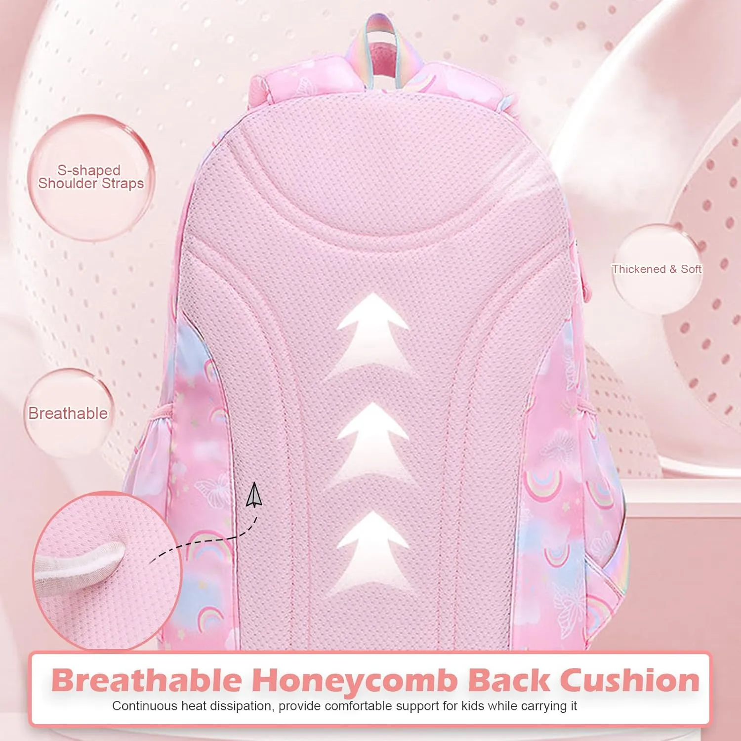 Backpacks for Girls Backpack for School Cute Kawaii Backpack Kids Book Bag School Bag for Elementary Primary Students, Pink