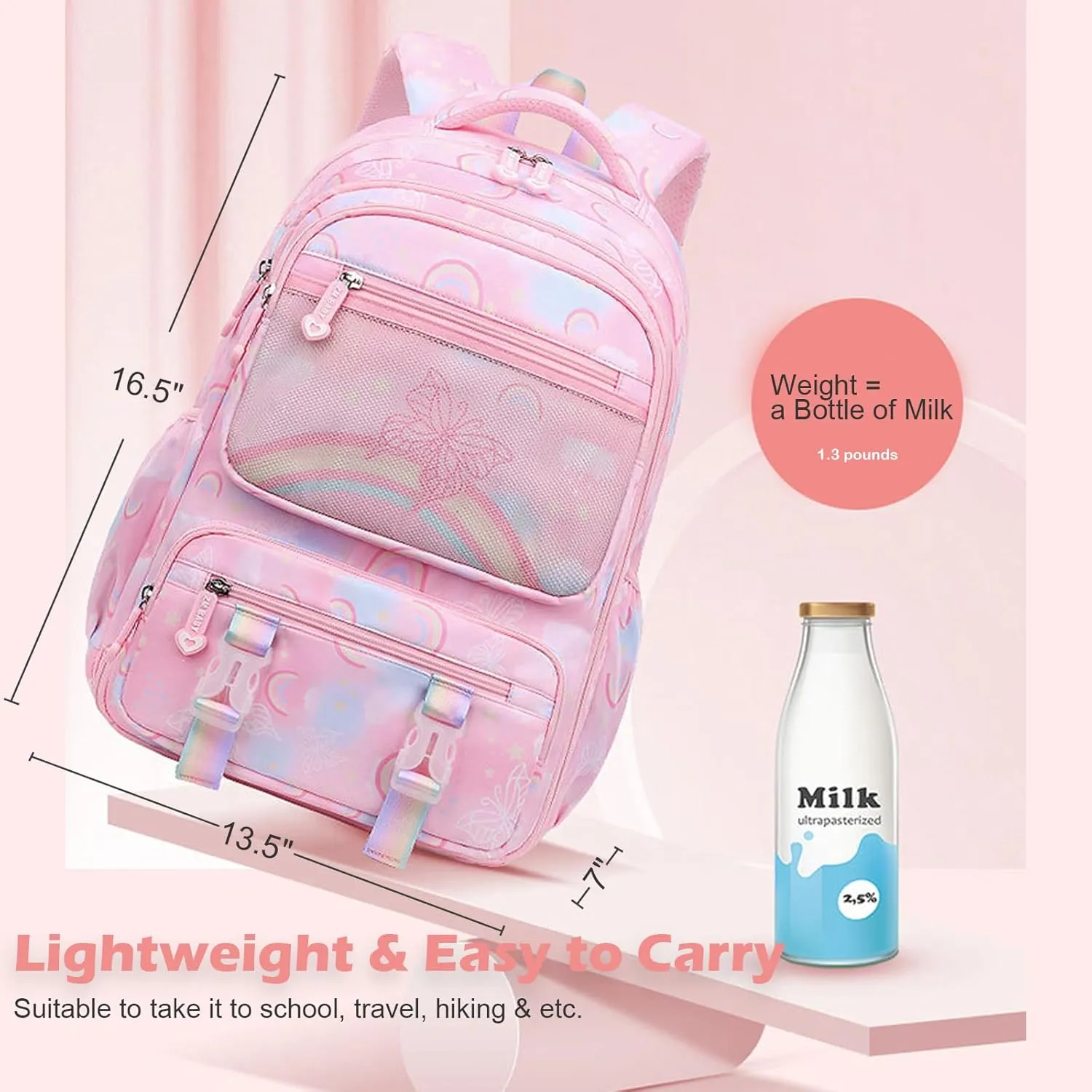 Backpacks for Girls Backpack for School Cute Kawaii Backpack Kids Book Bag School Bag for Elementary Primary Students, Pink