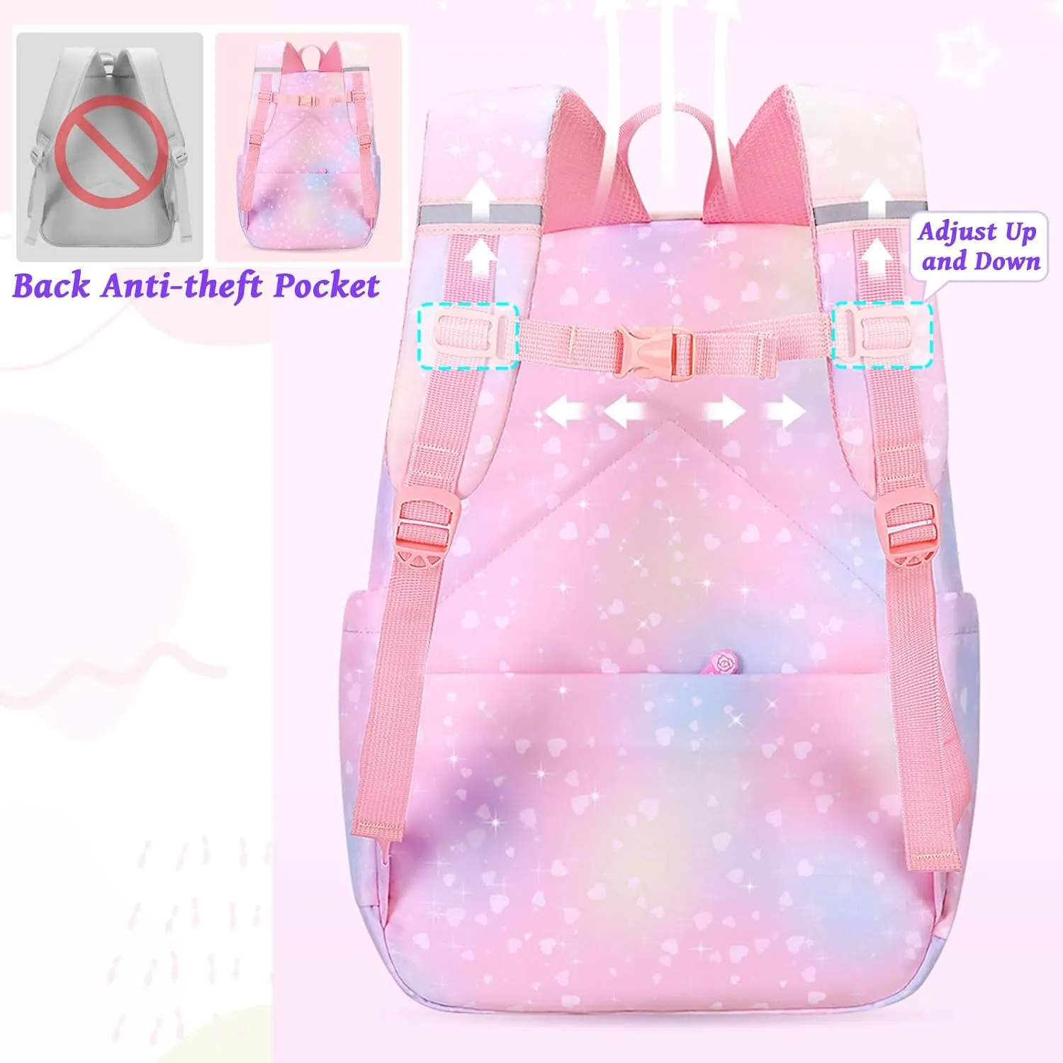 Backpacks for Girls Refrigerator Door Bookbags for Teens Girls Backpack for School Water-Resistant Primary School Daypack Elementary Students(Blue)