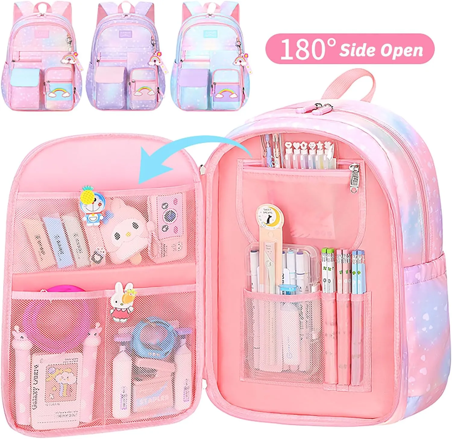 Backpacks for Girls Refrigerator Door Bookbags for Teens Girls Backpack for School Water-Resistant Primary School Daypack Elementary Students(Blue)