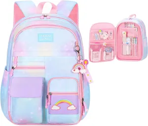 Backpacks for Girls Refrigerator Door Bookbags for Teens Girls Backpack for School Water-Resistant Primary School Daypack Elementary Students(Blue)