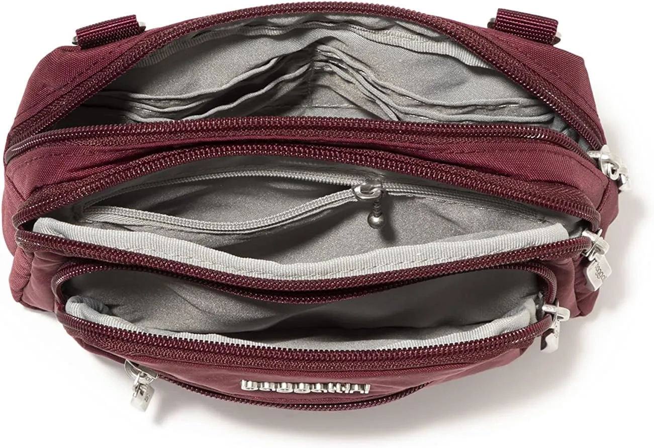 Baggallini Triple Zip Small Crossbody Bag for Women