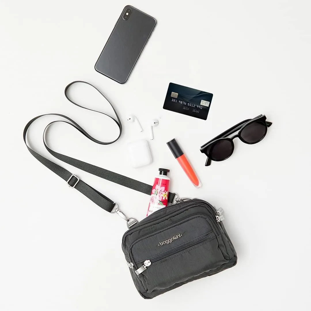 Baggallini Triple Zip Small Crossbody Bag for Women