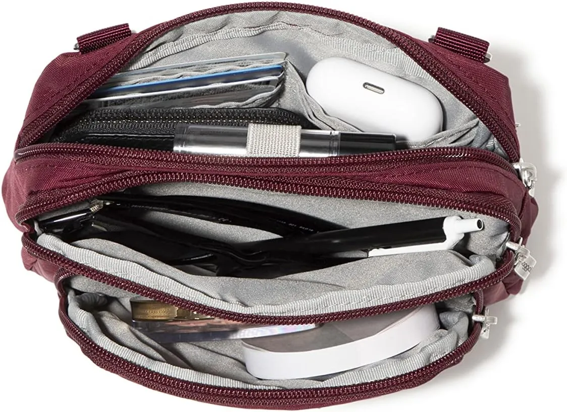 Baggallini Triple Zip Small Crossbody Bag for Women