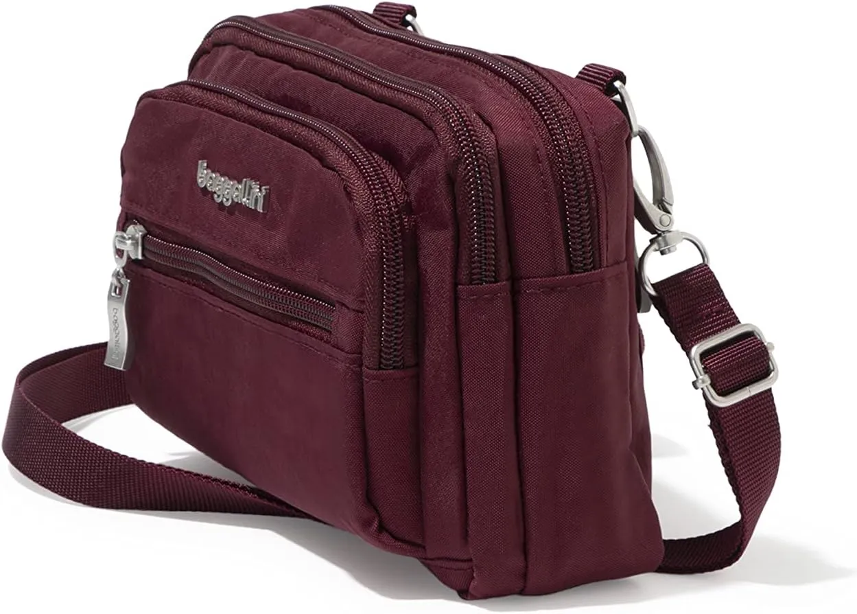 Baggallini Triple Zip Small Crossbody Bag for Women