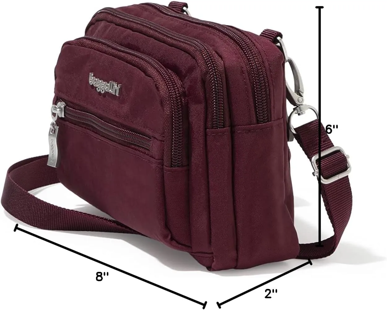 Baggallini Triple Zip Small Crossbody Bag for Women
