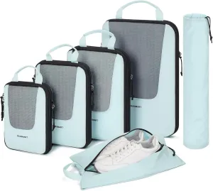 BAGSMART Compression Packing Cubes for Travel, 6 Set/4 Set Packing Cubes for Suitcases, Compression Suitcase Organizer Bags Set for Travel Essentials, Lightweight Packing Organizers