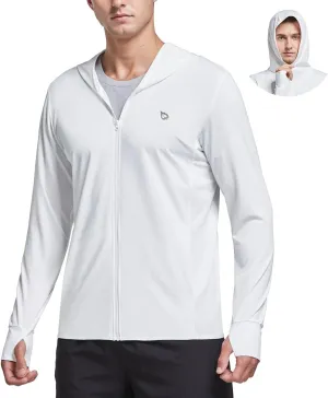 baleaf Men's UPF 50  Full Zip Light Jacket Hooded Long Sleeve Cooling Shirt with Pocket Hiking Fishing Outdoor Performance