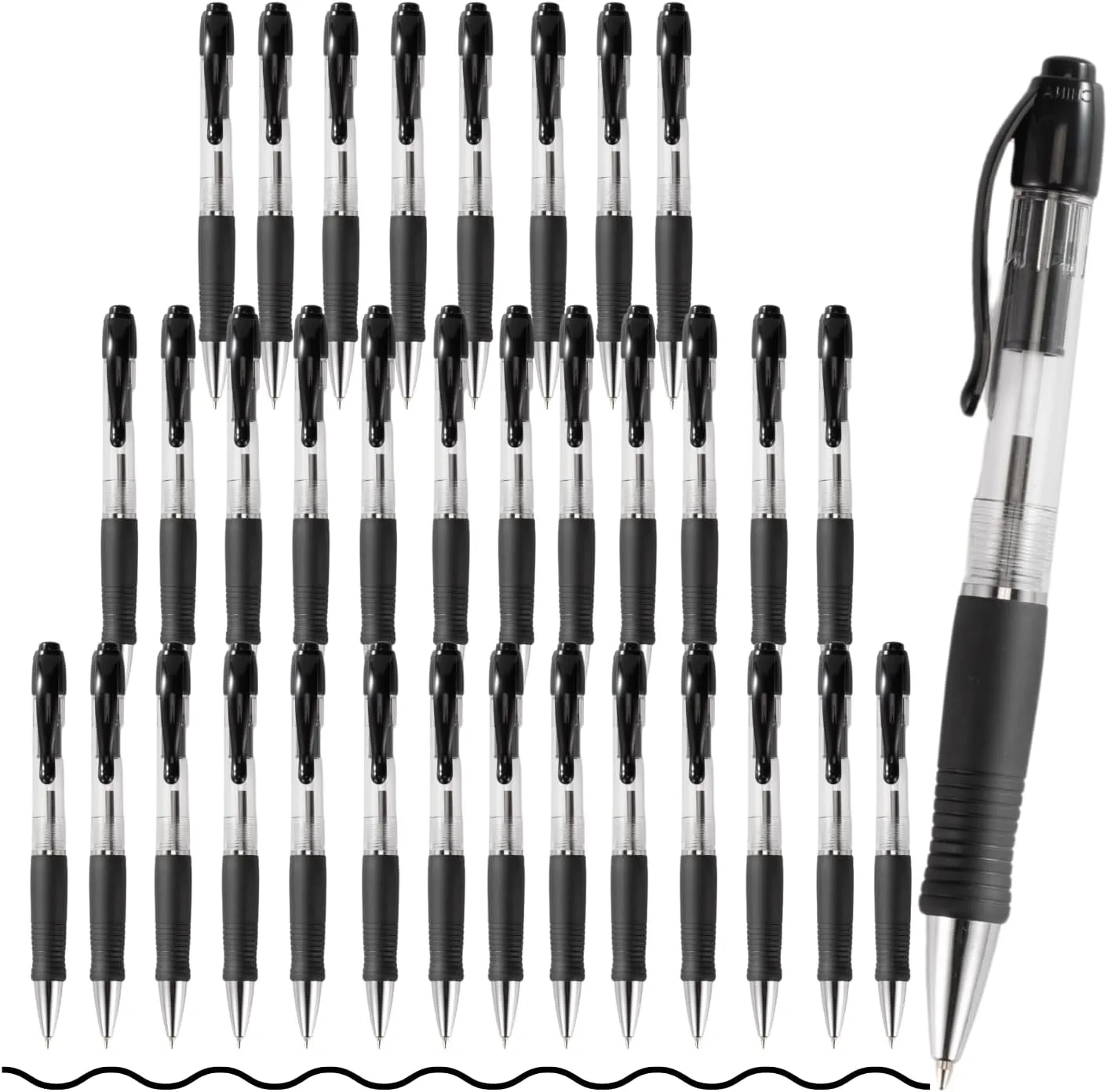 BallPoint Pens Bulk, 50 Pack (BLACK Ink), No Bleed Black Ink with soft Grip, Click Pens for Office Home and School, Retractable Ballpoint Pens, Medium Point, 1.00MM Smooth Writing (Black)