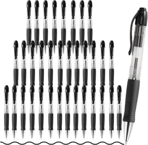 BallPoint Pens Bulk, 50 Pack (BLACK Ink), No Bleed Black Ink with soft Grip, Click Pens for Office Home and School, Retractable Ballpoint Pens, Medium Point, 1.00MM Smooth Writing (Black)