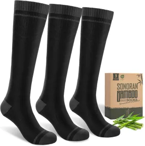 Bamboo Viscose Compression Socks for Women & Men (3 Pairs) 15-20 mmHg Knee High Support for Nurses, Travel, Pregnant