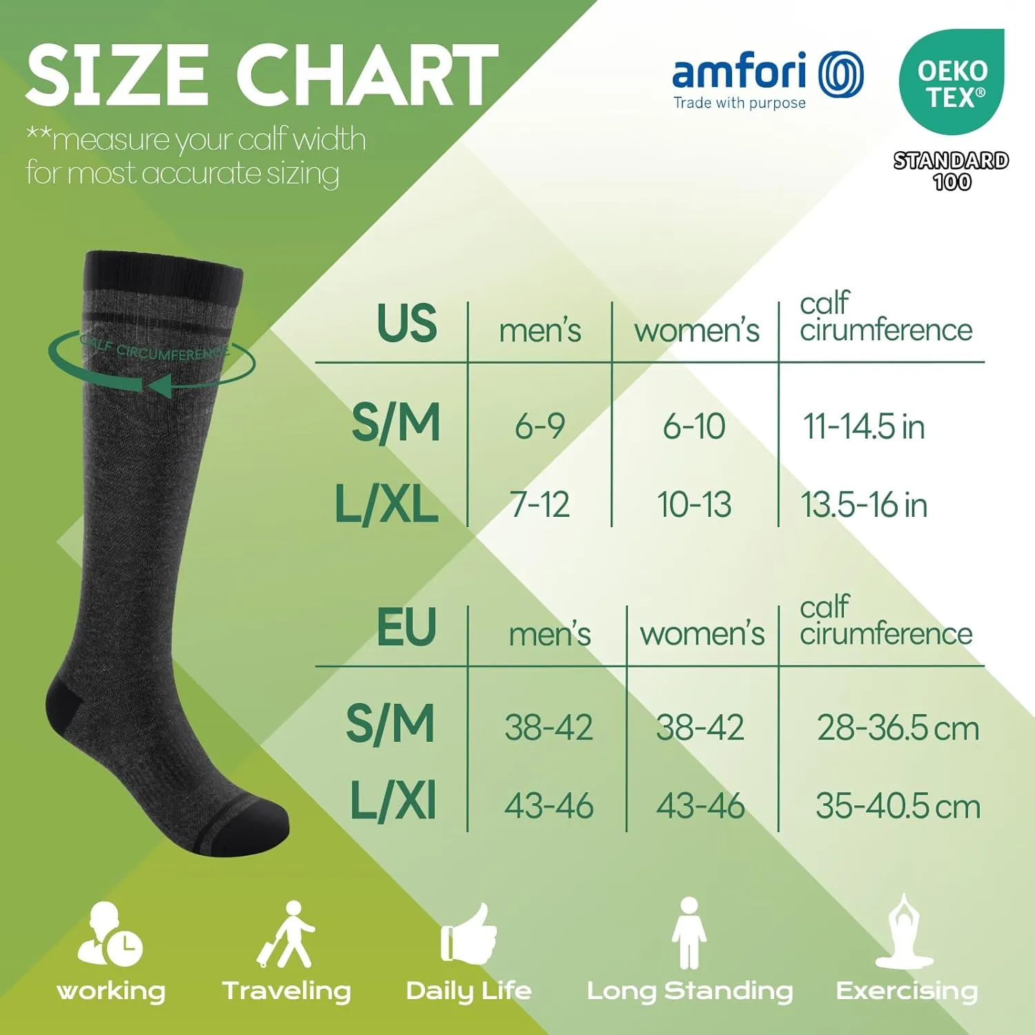 Bamboo Viscose Compression Socks for Women Men (3 Pairs) 15-20 mmHg Knee High Support for Nurses Travel Pregnant