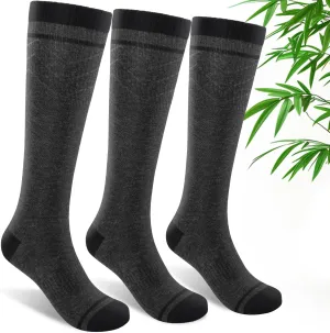 Bamboo Viscose Compression Socks for Women Men (3 Pairs) 15-20 mmHg Knee High Support for Nurses Travel Pregnant