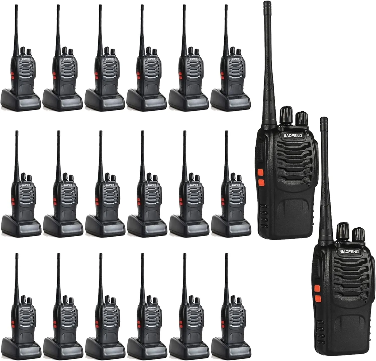 BAOFENG BF-888S Walkie Talkie 20 Pack Walkie Talkies for Team Business School Long Range Rechargeable Handheld Radio (with Headset, 20 PCS)