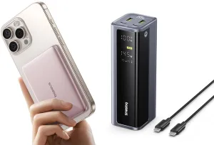 Baseus 0.3" Ultra Slim 5000mAh MagSafe Portable Charger Bundle 145W Power Bank, 20,800mAh 4-Port Laptop Portable Charger (77Wh), for MacBook, iPhone/Samsung Series, Dell, Steam Deck