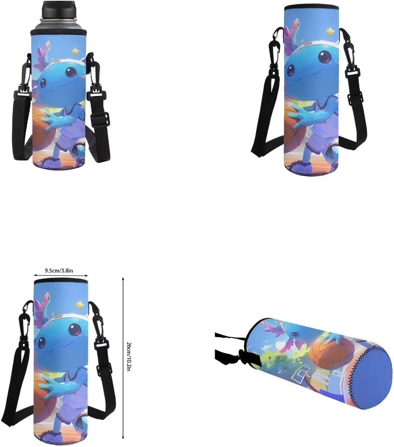 Basketball Axolotl 17" Kids School Backpack for Boys 5th Grade 4 PCS Set Kids' Backpacks & Lunch Boxes Lightweight Book Bags for Boys Shoulder Bags for Travel Hiking Daypack