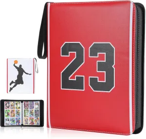 Basketball Card Binder 900 Pockets, Basketball Card Holder for Trading Cards, 3 Ring Sports Card Collection Binder with 50 Removable Sleeves, with Zipper