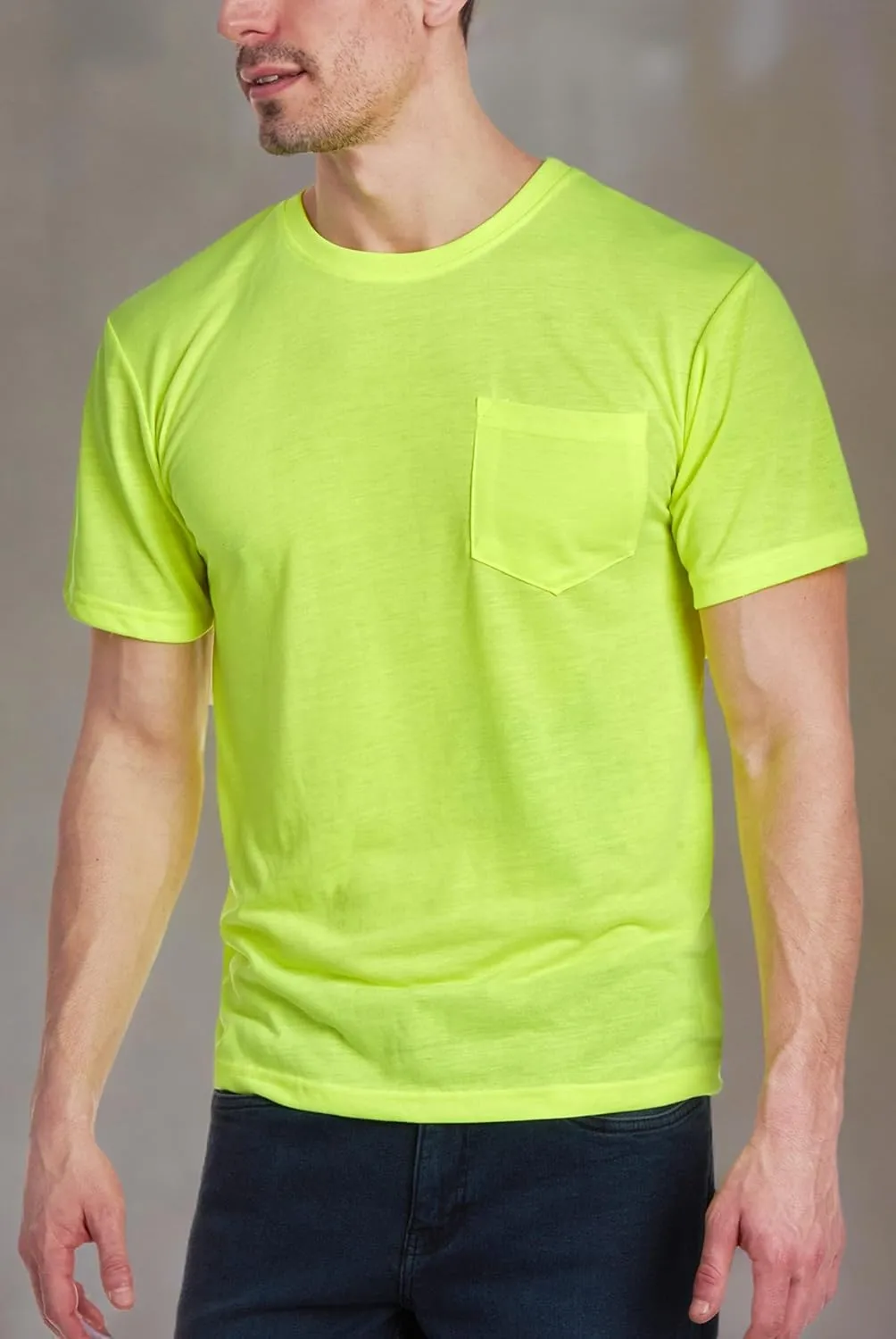 Bass Creek Outfitters Men's Short Sleeve Hi Vis Shirts - 4 Pack Construction Safety Workwear High Visibility Shirts for Men