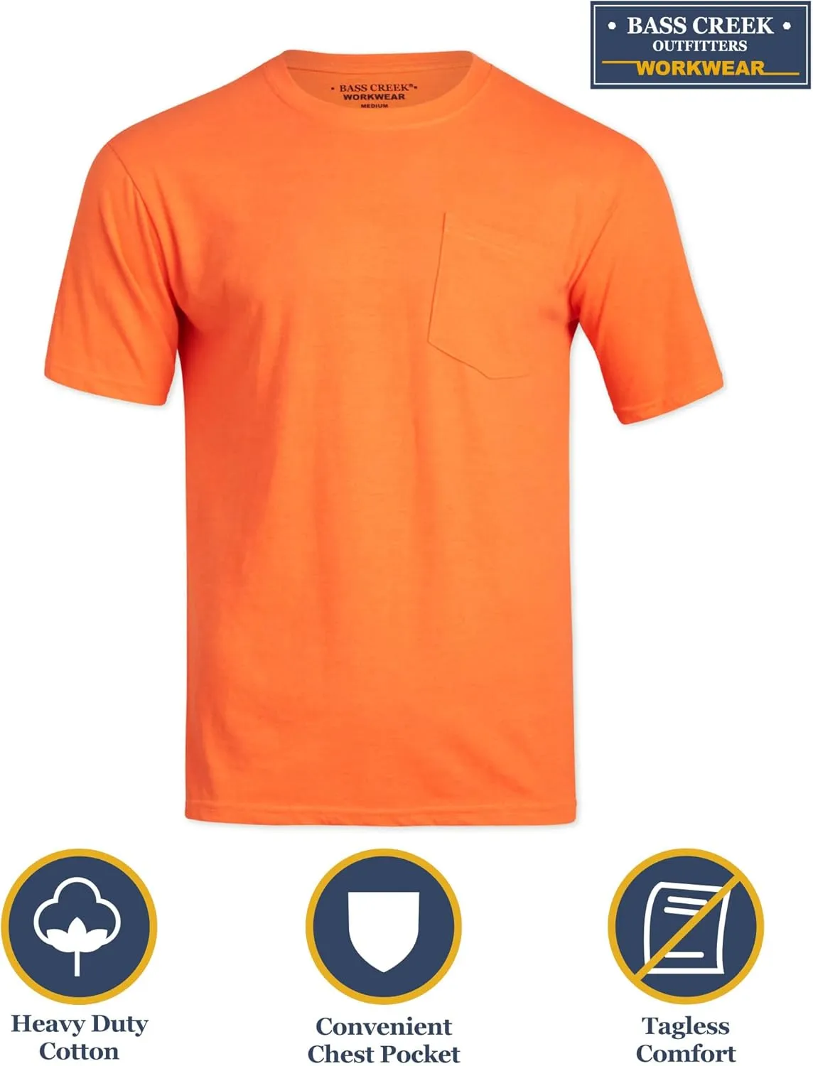 Bass Creek Outfitters Men's Short Sleeve Hi Vis Shirts - 4 Pack Construction Safety Workwear High Visibility Shirts for Men