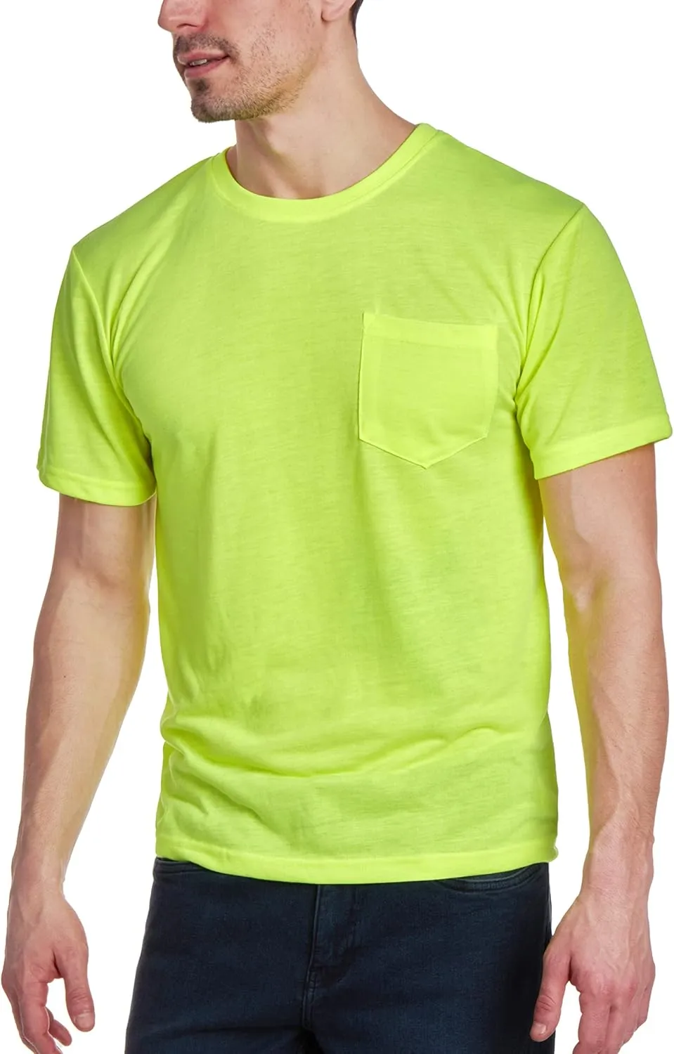 Bass Creek Outfitters Men's Short Sleeve Hi Vis Shirts - 4 Pack Construction Safety Workwear High Visibility Shirts for Men