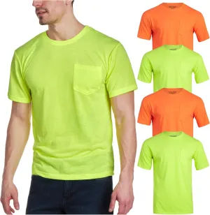 Bass Creek Outfitters Men's Short Sleeve Hi Vis Shirts - 4 Pack Construction Safety Workwear High Visibility Shirts for Men