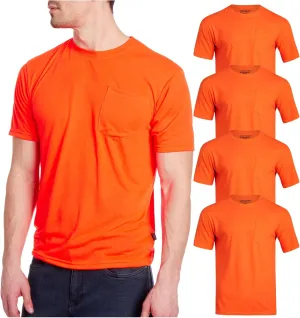 Bass Creek Outfitters Men's Short Sleeve Hi Vis Shirts - 4 Pack Construction Safety Workwear High Visibility Shirts for Men