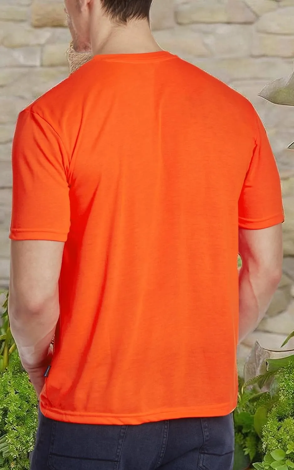 Bass Creek Outfitters Men's Short Sleeve Hi Vis Shirts - 4 Pack Construction Safety Workwear High Visibility Shirts for Men