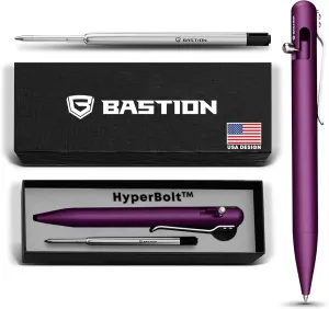 BASTION® Luxury Bolt Action Pen, Durable Professional Ballpoint Pen with Fine Tip, EDC Pen, Ink Refillable Pen for Birthday Gift, Travel Pen for School and Work