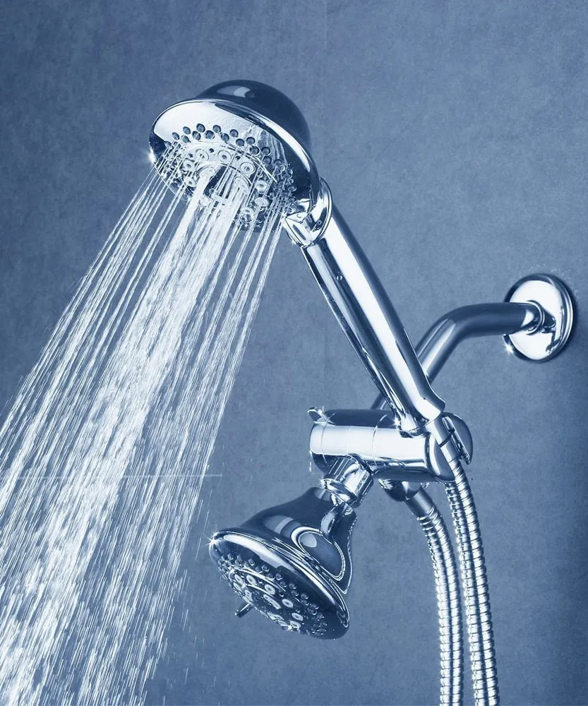 Bathroom Shower Accessories Handheld and Fixed Shower Combo 5 Settings ABS Material Chrome Finish Surface Showerhead Set With