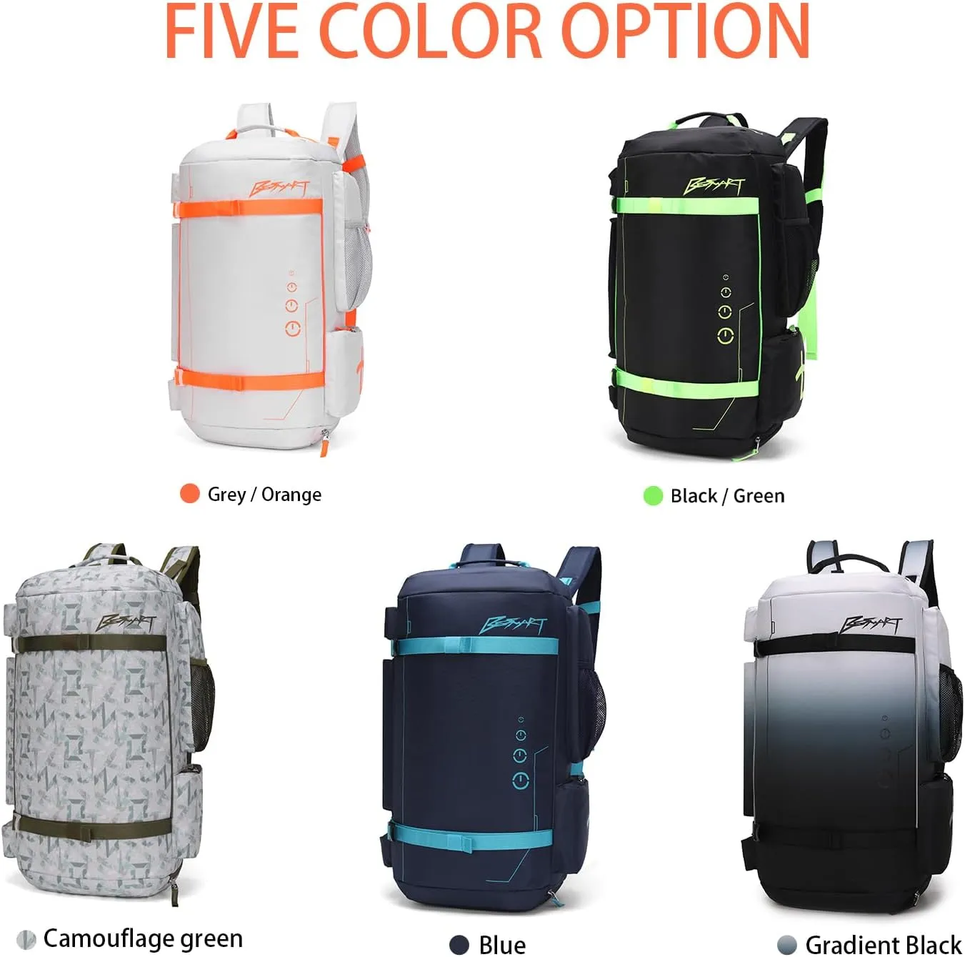 BE SMART 50L Extra Large Gym Backpack for Men, Big Gym Bag with Shoes Compartment, Waterproof Heavy Duty Duffel Bags, Men's Workout Backpacks for Outdoor Sport,Hiking,Camping,Travel