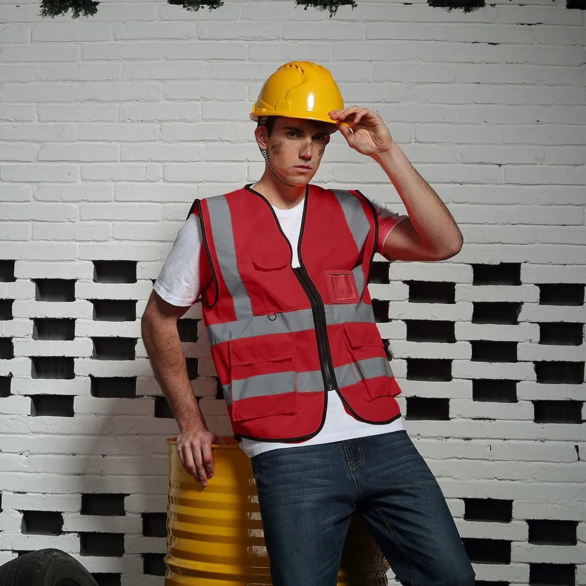 BeautyWill Custom Safety Vest logo Visibility Reflective Vest Class 2 Hi Vis Security Construction Work Vest
