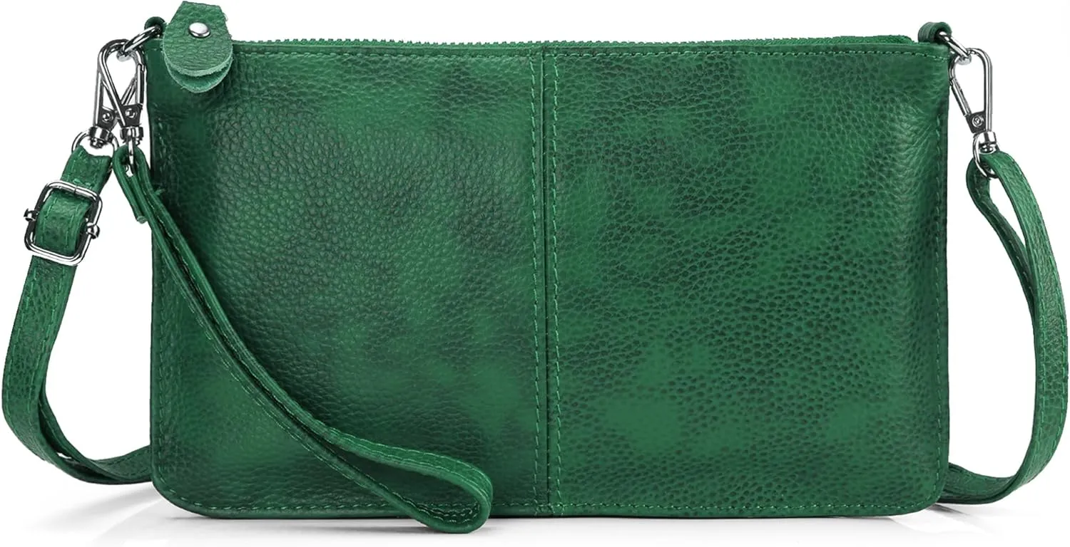 befen Genuine Leather Wristlet Clutch Wallet Purses Small Crossbody Bags for Women with RFID Blocking Card Slots