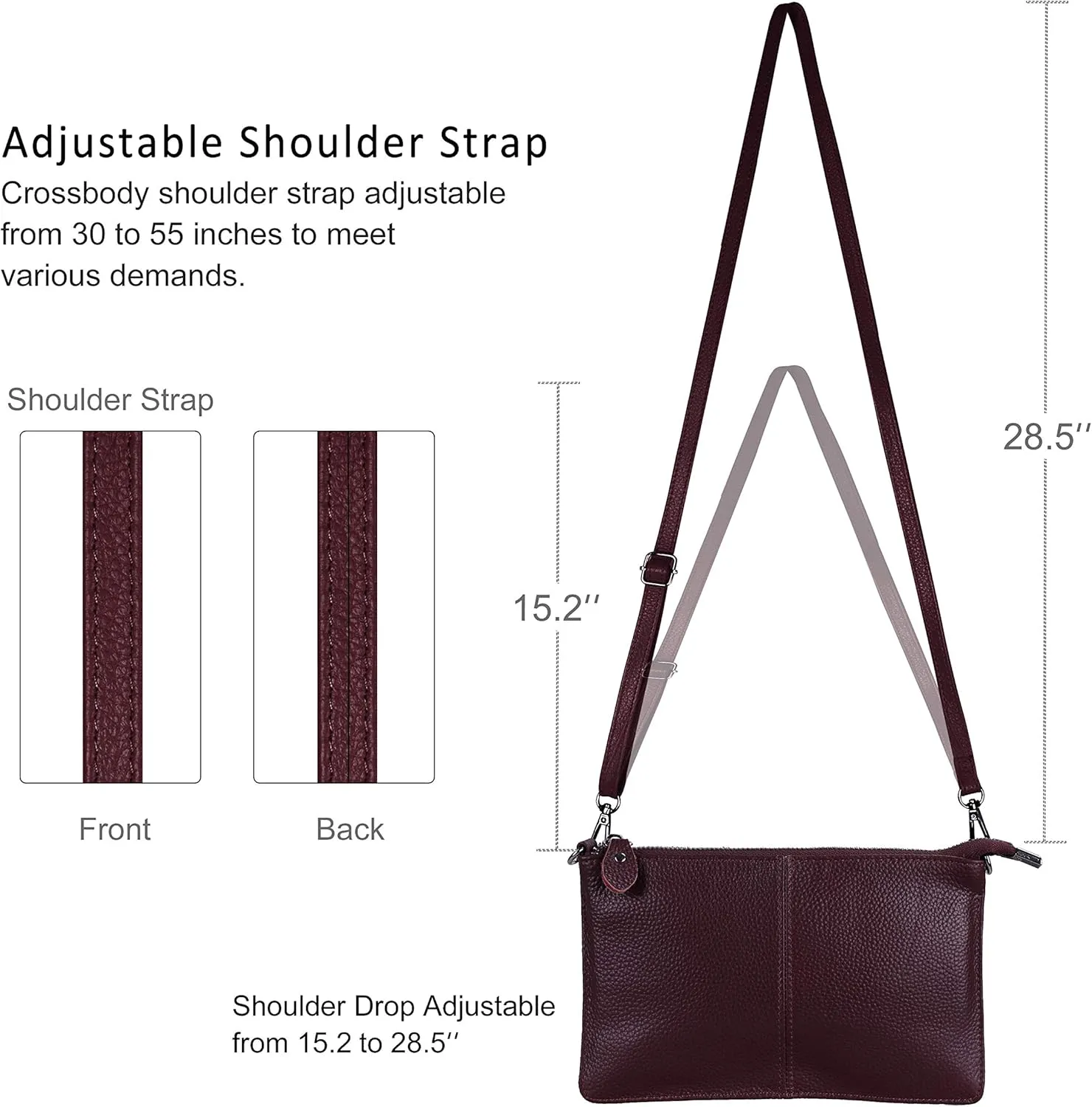 befen Genuine Leather Wristlet Clutch Wallet Purses Small Crossbody Bags for Women with RFID Blocking Card Slots