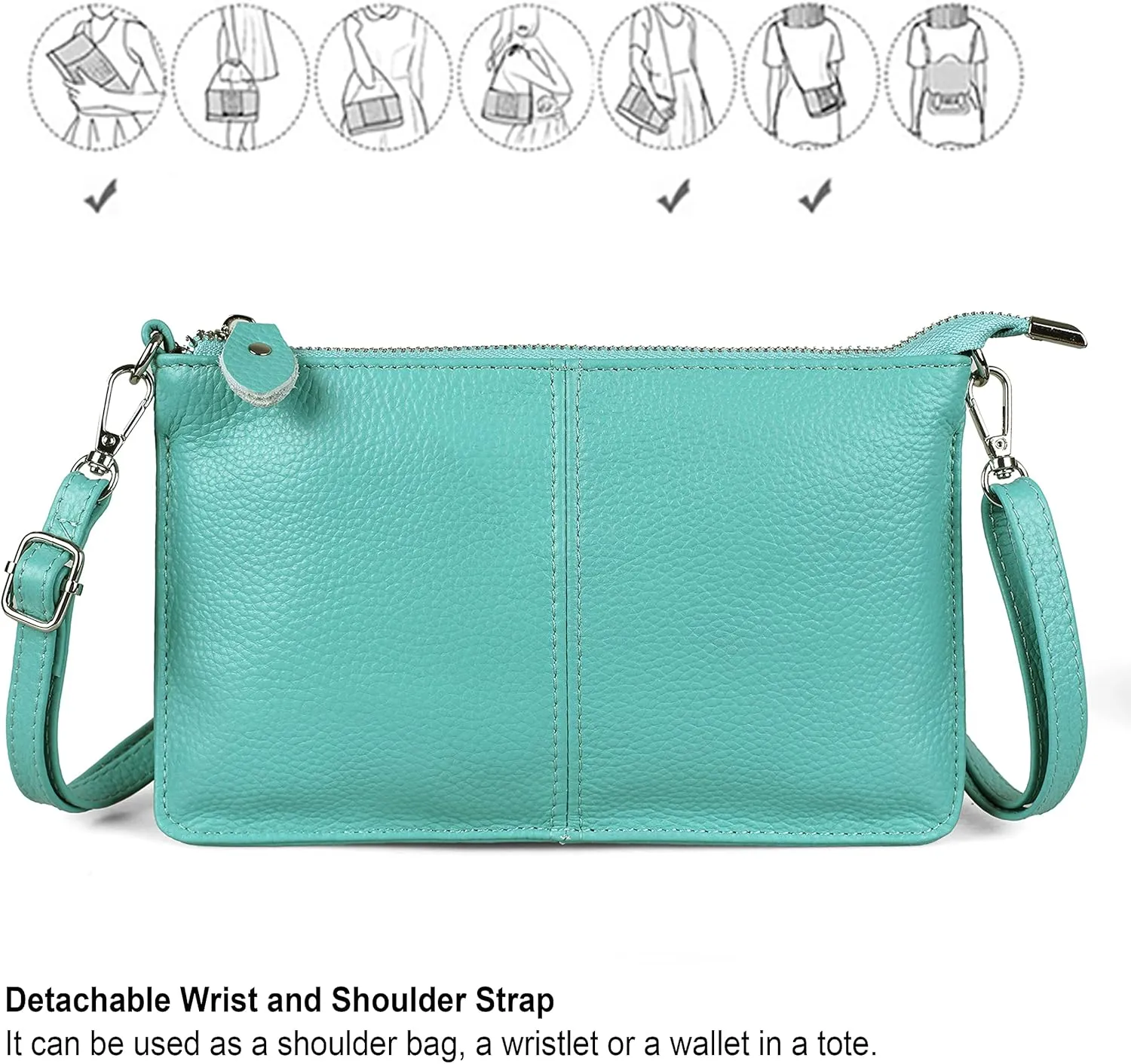 befen Genuine Leather Wristlet Clutch Wallet Purses Small Crossbody Bags for Women with RFID Blocking Card Slots
