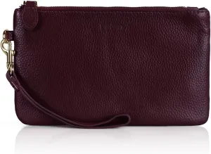 befen Women's Genuine Italian Leather Wristlet Clutch Wallet Purse, Gold Zipper