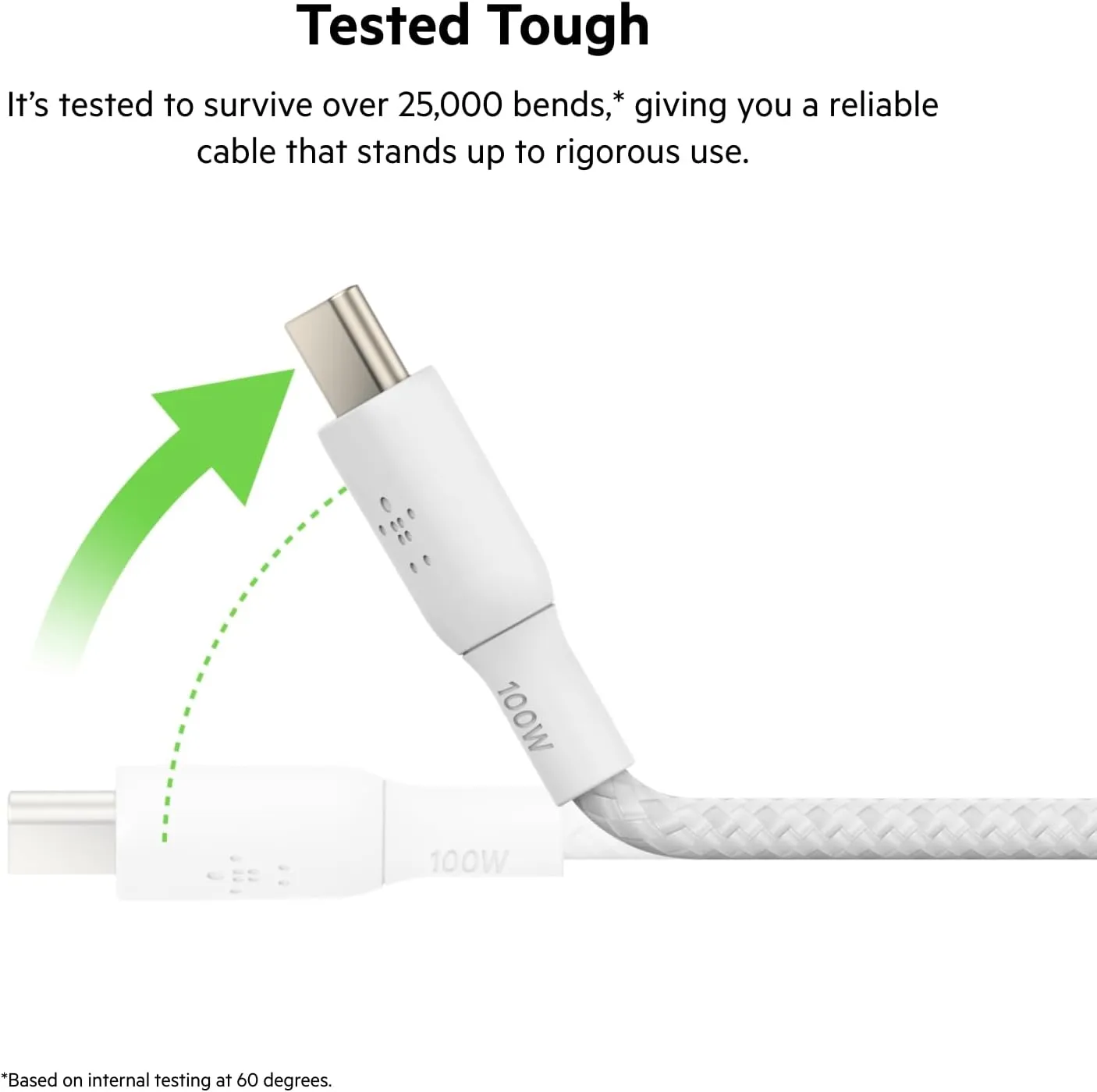 Belkin BoostCharge Braided USB-C to USB-C (2M/6.6ft) Fast Charging Cable 100W Power Delivery USB-IF for iPhone 16 Series, MacBook, iPad, Galaxy S25 Series, Pixel, Nintendo Switch 2 & More - White