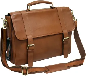 Bellino Marshall Leather Briefcase, Tan, One Size
